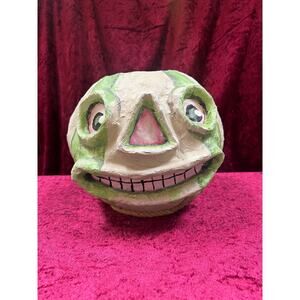 Vintage Inspired Handmade Halloween Paper Mache Lantern - Smiling Gourd - Large